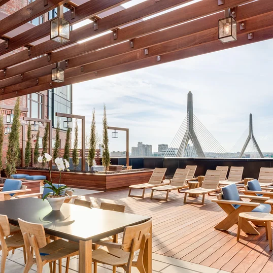 Relax with beautiful views of Boston on the rooftop deck