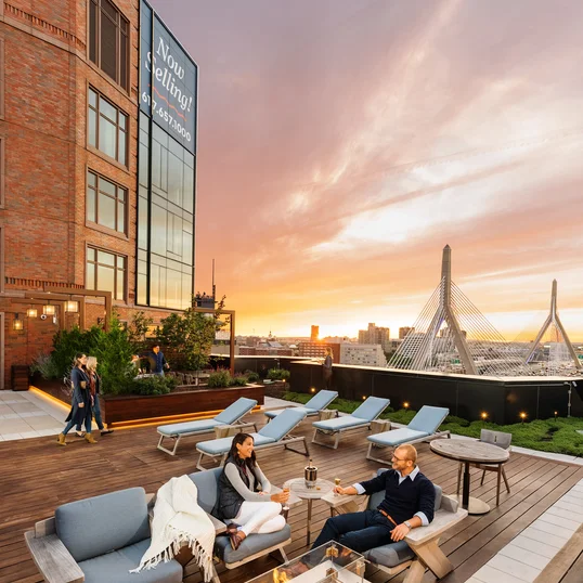 Relax with beautiful views of Boston on the rooftop deck