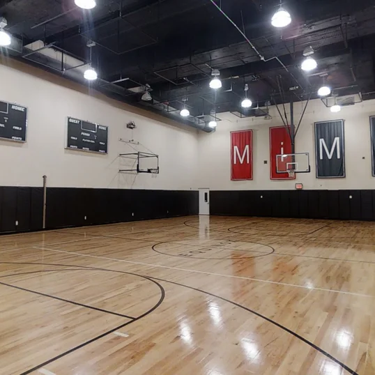 Full-size basketball court