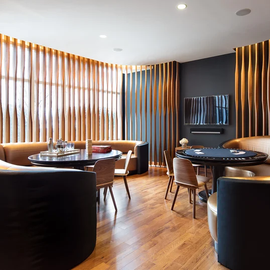 Game room with billiards, cards tables, and more