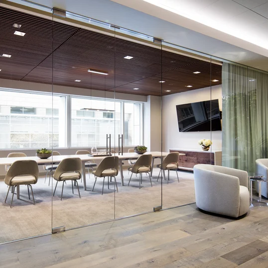 A fully furnished and wired conference room, large enough to comfortably seat tenˇpeople, is available for residents' use.