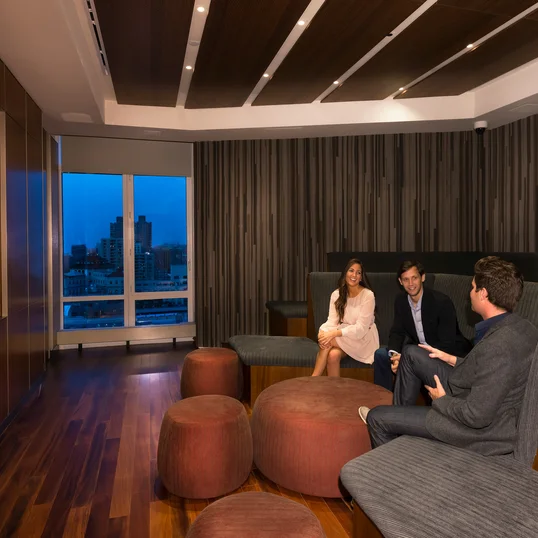 Adjacent to the entertainment lounge, 1214 Fifth Avenue's state-of-the-art media room.