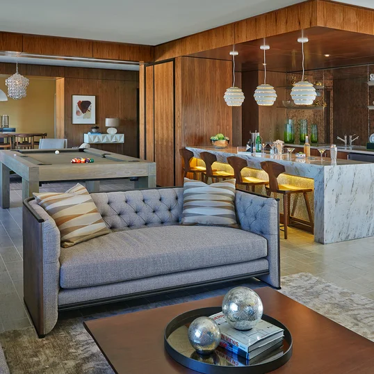 Residents can enjoy socializing in the penthouse lounge.