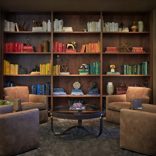 Dining and seating areas in the penthouse lounge.