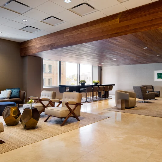 Stylishly furnished Paramount lounge.