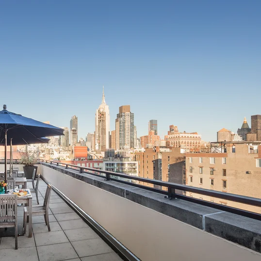 Enjoy unobstructed views of the Empire State Building from the rooftop terrace.