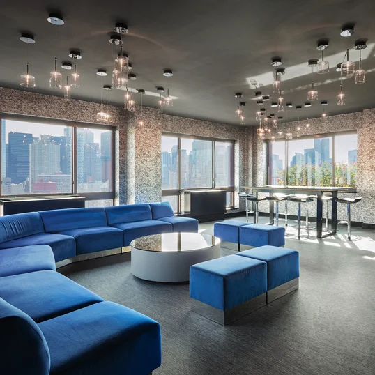 The rooftop party lounge is adjacent to the rooftop sun terrace.