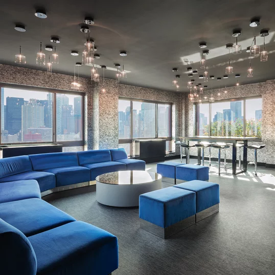 The rooftop party lounge is adjacent to the rooftop sun terrace.