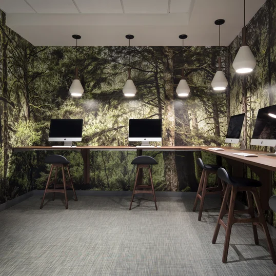 The technology lounge is fully equipped for resident's convenience. 