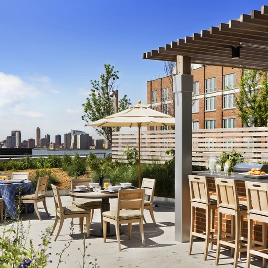 Dine al fresco on the rooftop sun terrace to take in the sweeping views.