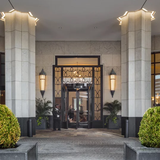 Grand lobby with 24-hour concierge and doorman.