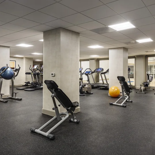 Getting to the gym is easy when you have a state-of-the-art fitness center in your own building.
