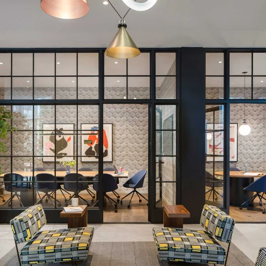 Work from home in the Business Lounge complete with private conference rooms and personal work pods.