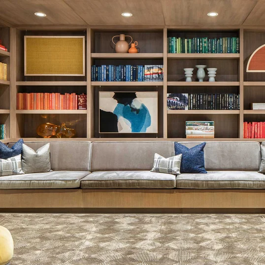 Library with curated book collection.