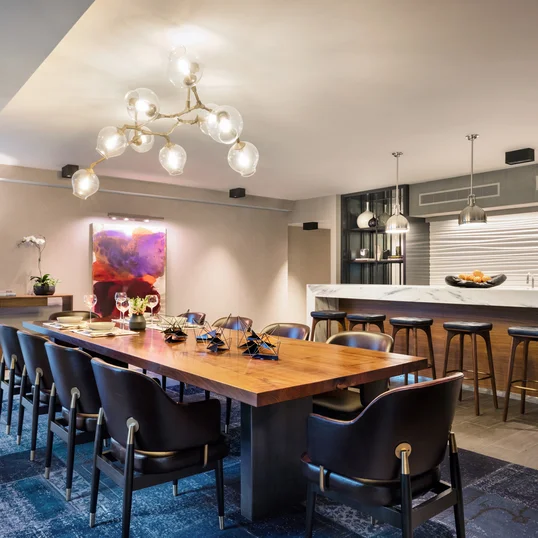 Our staff can help organize intimate events with private dining table open to the full catering kitchen.