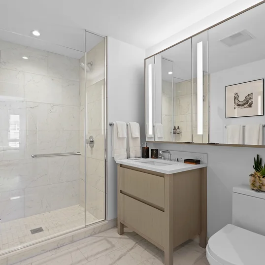 Modern, elegant bathrooms.